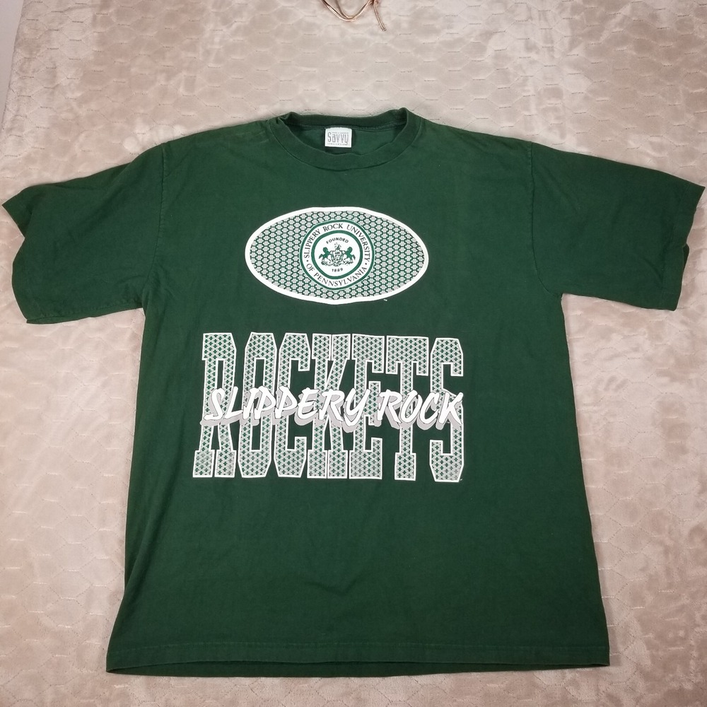 VTG Slippery Rock University Rockets Single Stitch Shirt Sz‎ XXL Rare See Pics